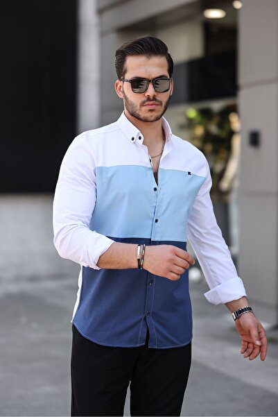 comstar Three Colors Slim Fit Lycra Denim Shirt