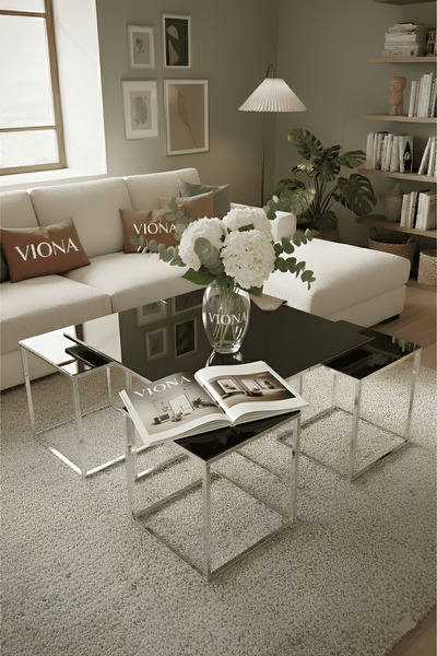 AVAX HOME 4+1 Pizza Orta Sehpa Tamperli Kırılmaz Cam