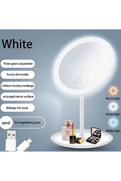 Flash Bazaar Led Işıklı Usb Şarjlı Masa Üstü Makyaj Aynası Makyaj Aynası Dokunmatik
