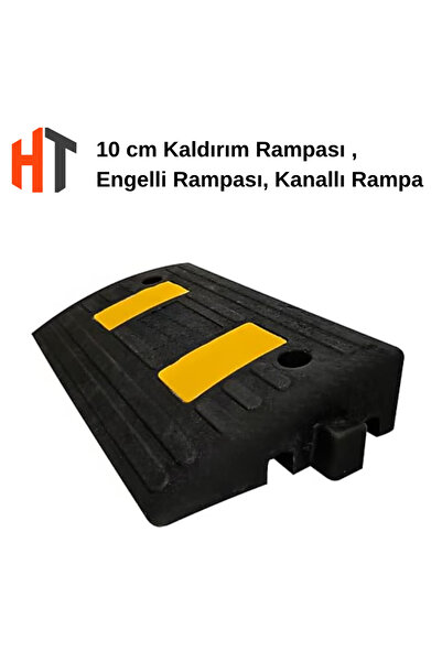 Hayat Trafik 10 cm Kauçuk Rampa, Otopark Rampası, Engelli Kaldırım Rampası 50 x 30 x 10 cm