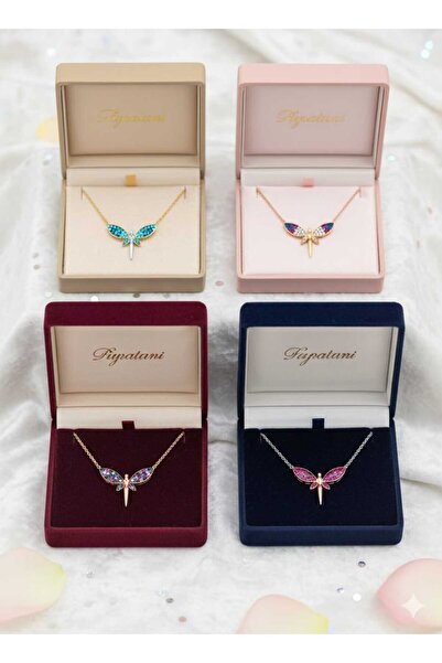 Papatya Silver 925 Ayar Zirkon Taşlı Gümüş Yusufçuk Kolye.rose.gold.rodaj