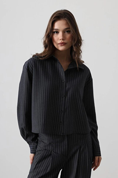 Modayakamoz Σετ παντελόνι με ριγέ πουκάμισο - Navy Blue