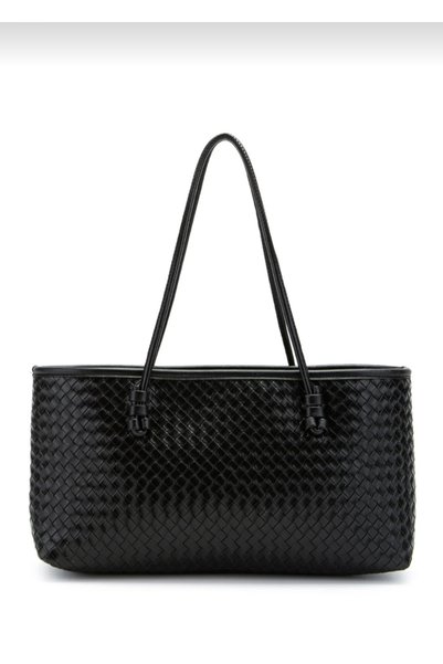 Gül karatekin gk Women's Black Knitted Detailed Slim Handle Special Design Sh...