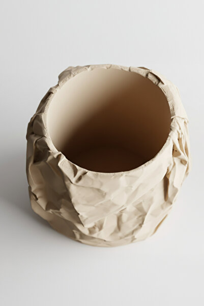 OEM Decorative Planter Crumpled Design – Sandstone Beige Color