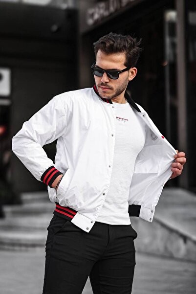 comstar Men's Printed Hooded White College Windbreaker & Raincoat