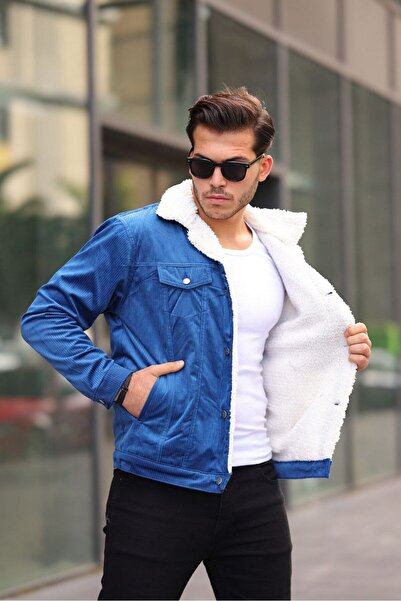 comstar Men's Trend Velvet Fur Jacket Blue