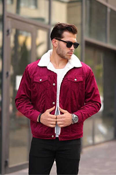 comstar Men's Trend Velvet Fur Jacket Claret Red