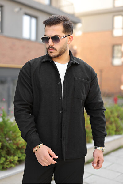 comstar Men's Winter Casual Basic Lumberjack Black Cashmere Jacket