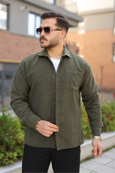 comstar Men's Winter Casual Basic Lumberjack Khaki Cashmere Jacket