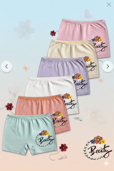 Şenay Kız çocuk boxer baskılı %100 pamuk 6 lı ekonomik paket kaliteli ve uygun