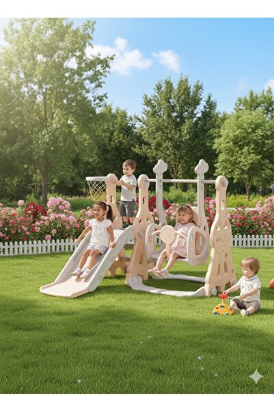 FULLJOY Slide with swing, each guitar shape, with a 3-in-1 basketball hoop, l...