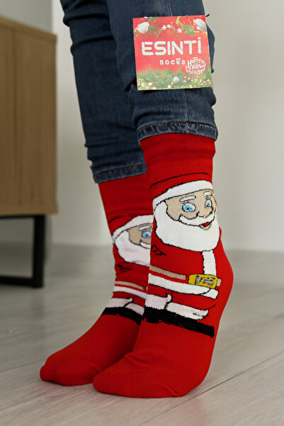 Esinti Men Women Children Santa Claus Themed Red Gift Long Christmas Stockings 3 Pairs