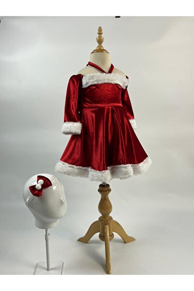 miaras baby Kız Çocuk Yılbaşı Elbisesi Tüy Detaylı Kostüm Parti Elbisesi