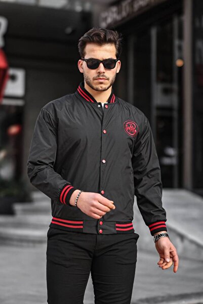 comstar Men's Printed Hooded Black College Windbreaker & Raincoat