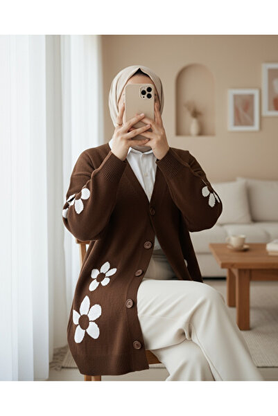 Modamorfo Daisy Patterned Buttoned Cardigan - Brown