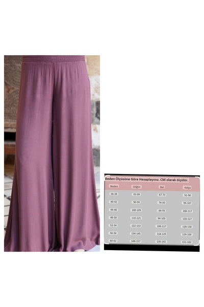 BY HANDE TASARIM Women's Trousers of Dried Rose Medina Silk on the Rubber