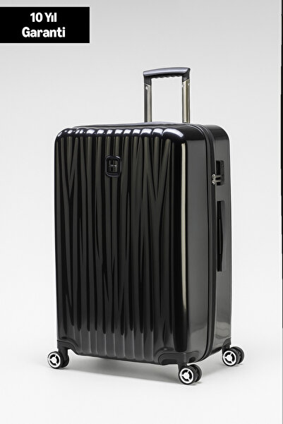 louisiana polo Büyük Boy %100 Polikarbon Valiz Parlak Siyah 1815