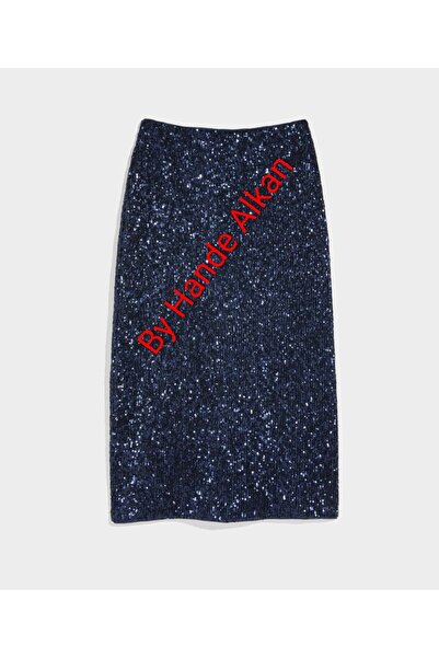 By Hande Alkan Жіноча синя спідниця з паєтками