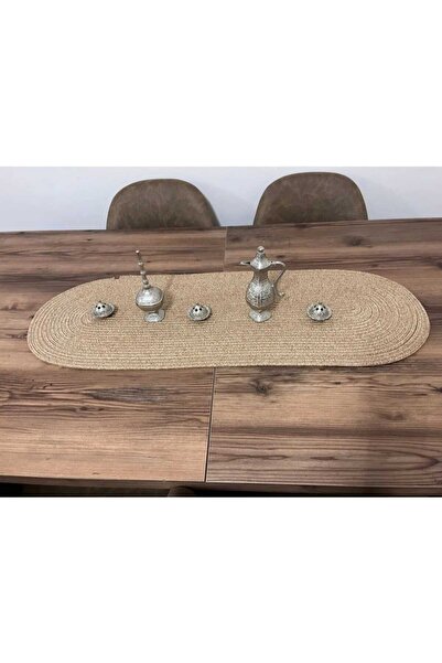 eftlyhome American Service - Jute and Straw Plate Set, Plate Mat and Trikot Runner