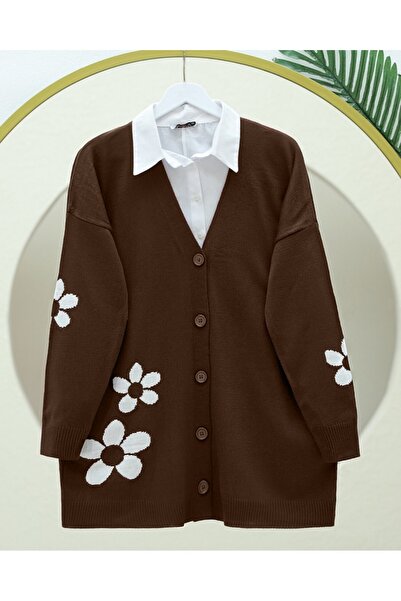 Modamorfo Daisy Patterned Buttoned Cardigan - Brown