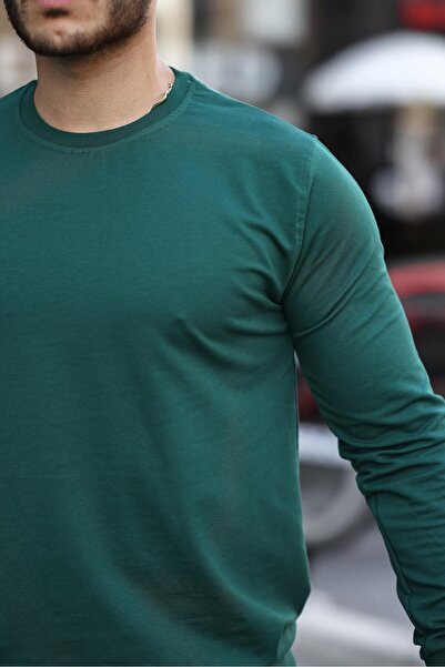 comstar Men's Crew Neck Basic Long Sleeve Tight Green Sweat