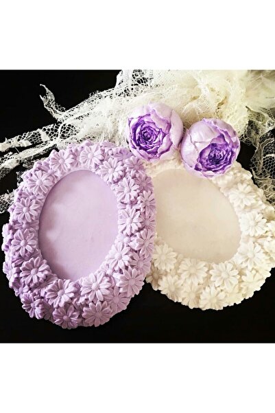 morlalem m Oval Çerçeve Gül Kabartma Çiçek Silikon Kalıp K-190, Polyester Çim...