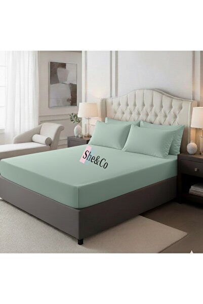 She&Co Double Fitted Sheet Set - 3 Pieces |   Green Dream