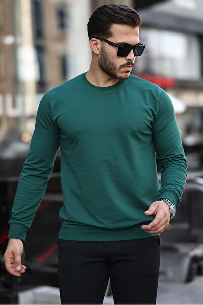 comstar Men's Crew Neck Basic Long Sleeve Tight Green Sweat