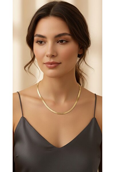 Rua Jewelry قلادة مربعة إيطالية من الفولاذ مقاس 5 مم لون ذهبي |   مقاوم للبهت...