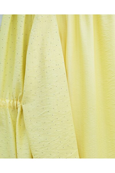 Modamorfo Kimono Suit with Tunnel Laces and Stoned Wide Leg Trousers - Yellow