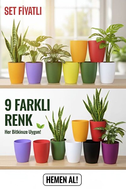 Genel Markalar 9 Adet Rengarenk Dekoratif Orkide Saksısı - Orkide Dış Saksıla...