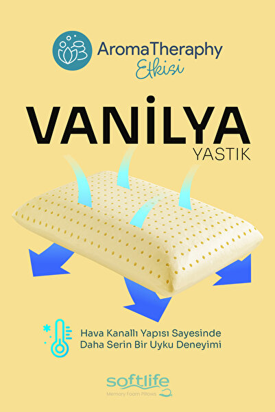 Softlife Aroma Therapy Vanilya Visco Yastık ve Yastık Spreyi 60x40x15cm