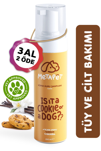 Metapet Doğal Köpek Kuru Köpük Şampuanı Vanilya , Yavru Köpeklere Uygun Organik Formül Için, Tüy Bakımı