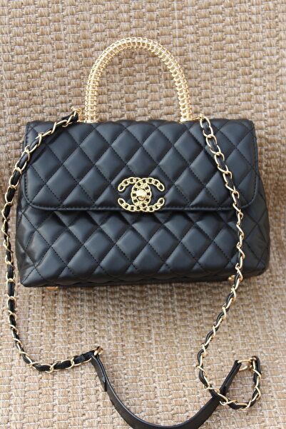 Yama Yagi حقيبة يد وكتف بثلاثة أقسام وحزام سلسلة (27×19)