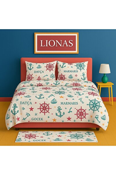 StellaFlavo Double Patterned Duvet Cover + 2 Pillowcases with Covers