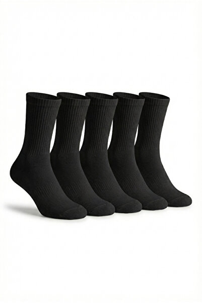 LYKOS Мъжки черни памучни чорапи с дължина до глезена, пакет от 5 броя