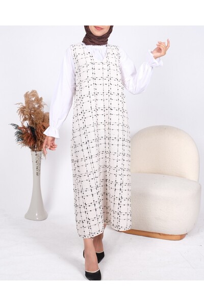 Modamorfo V-Neck Tweed Gilet -λευκό