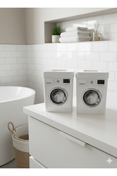 Tercih Home 2 Adet 3,5 Litre Dekoratif Deterjanlık Deterjan Kutusu Deterjan Kabı - 6 6l Makine RESİMLİ Şekilli