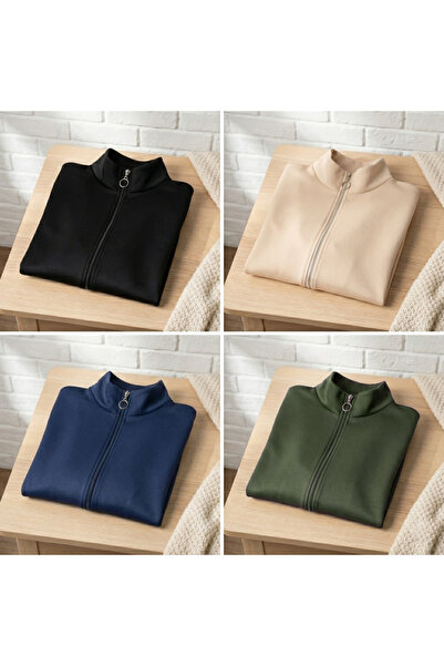 Store Scuba Kumaş Uzun Kollu Fermuarlı Crop Spor Ceket