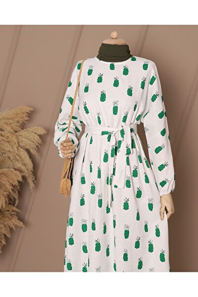 Modamorfo Φόρεμα από λινό μανίκι με ζώνη