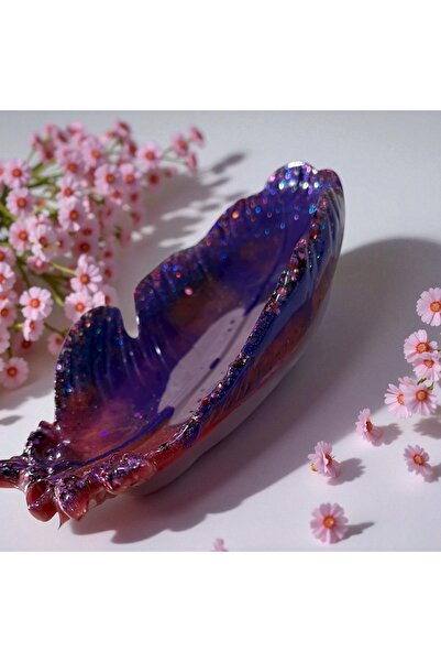 Pelince Epoxy Handmade Feather Serving Tray | Jewelry Tray & Keychain Organizer | 24 cm