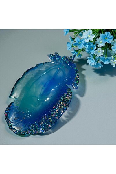 Pelince Epoxy Handmade Feather Serving Tray | Jewelry Tray & Keychain Organizer | 24 cm