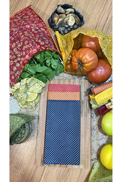 Home 3-Piece Mixed Pattern Fabric Reusable Natural Beeswax (Beeswax) Food Storage Cloth Large Size