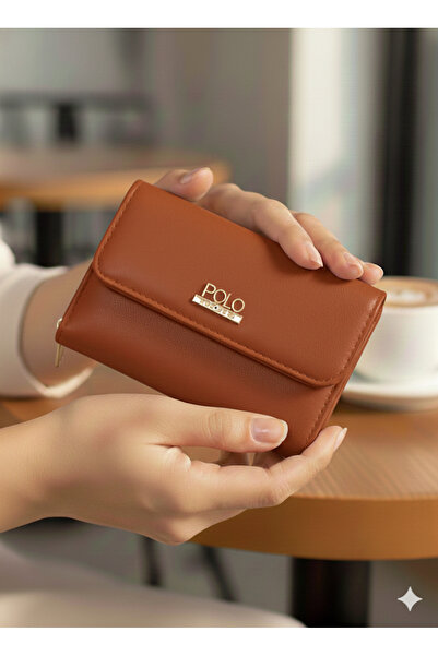 PurpleART Дамски портфейл от синтетична кожа с емблема Polo, среден размер 9x13x5cm
