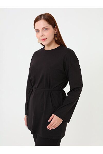 ALİA Zippered Plus Size Tunic - Black -