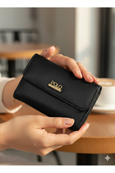 PurpleART Γυναικείο πορτοφόλι μεσαίου μεγέθους από συνθετικό δέρμα με κέντημα πόλο 9x13x5cm