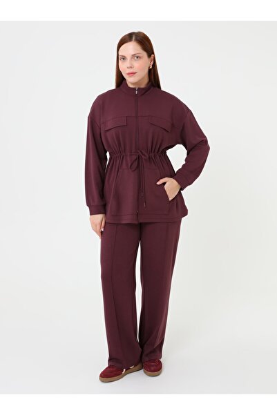ALİA Modern Form Large Size Suit - Plum -