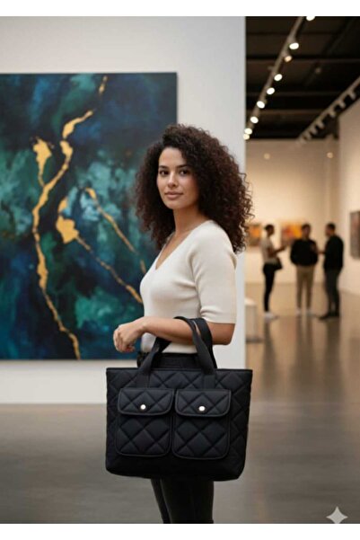 Sofia حقيبة ماسنجر نسائية يومية من القماش الأسود المنفوش مبطنة