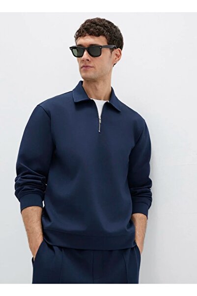 Mavi 0S10382-80872 Half Zipper Sweatshirt Dark Blue