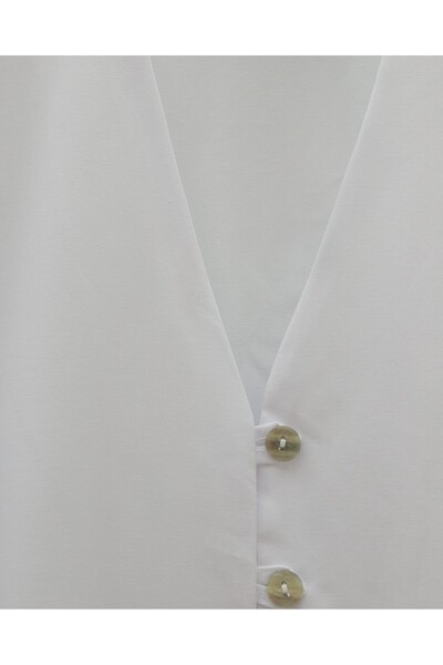 Modamorfo V-Neck Buttoned Poplin Shirt -White
